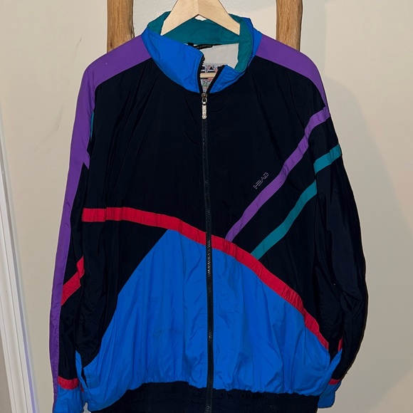 SUPER RARE Vintage 1990s Multi Color Track Jacket Zip Up - Picture 2 of 5